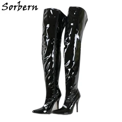 Sorbern Red Patent Leather Sale Women Shoes Over The Knee Boots High Heels Custom Colors 2018 Women Pole Dance Boots New