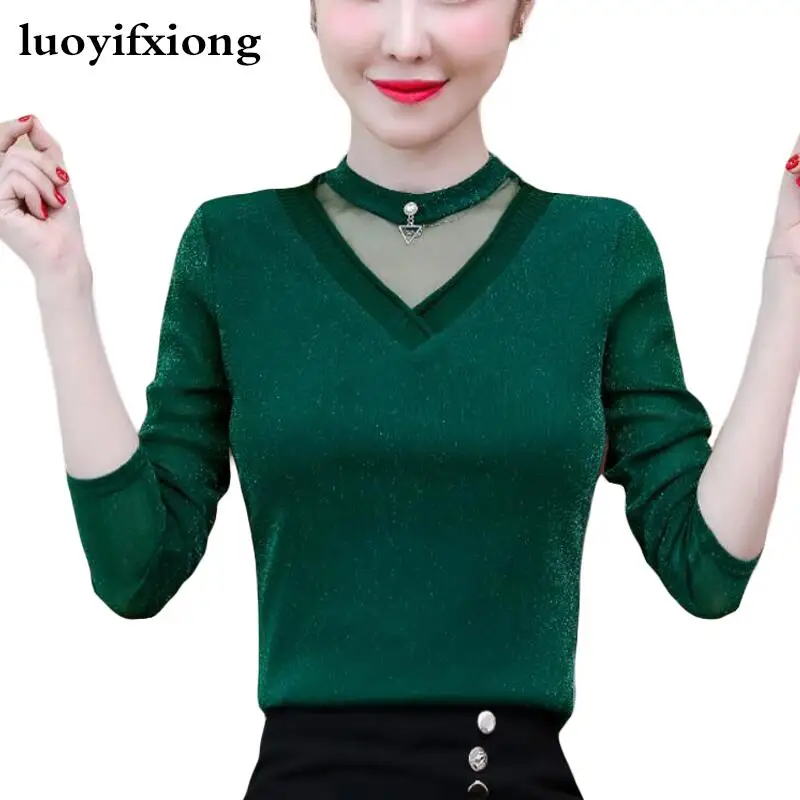 Women Blouses Vogue Long Sleeve O-neck Slim Lace Blouse Women Shirts Solid Color Plus Size Womens Tops and Blouses Blusas Mujer