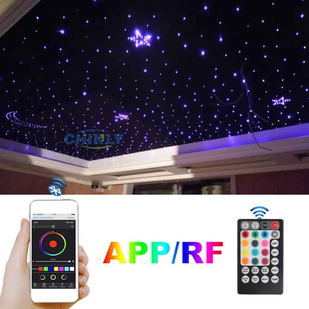  Fiber Optic Lights Smartphone APP Bluetooth Control Twinkle 16W RGBW LED Ceiling Starry Lights Kit 