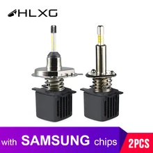 Hlxg с SAMSUNG CSP чипсы лампа H4 Led H7 4 стороны 9005 HB3 Hb4 H11 H8 H1 огни автомобиля 10000LM Туман света Привет Низкий led Automotivo 12 V