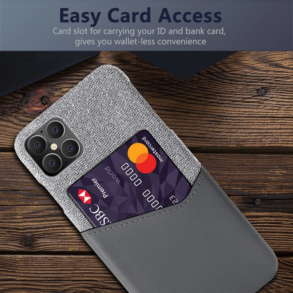 Cover Porta Carte Febric Per Iphone 12 Pro Max Coque Cloth Texture Pu Antiscivolo Funda Per Apple Iphone 12 Mini 12Pro Case
