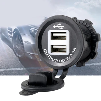 

12V/24V Dual USB LED Light 5V3.1A Car Motorcycle Waterproof Modified USB Charger Socket High Quality