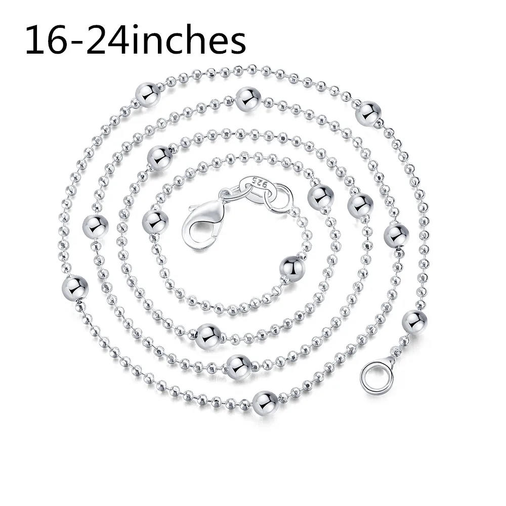 

Charms wedding party Beads chain silver color cute women Men necklace jewelry silver fashion cute necklace girl gift LN060
