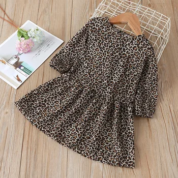 

2020 Spring Girls 1-5T Party dress Fashion Girl long sleeve leopard print dresses
