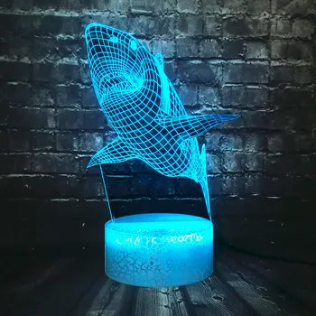 

Drop Ship Birthday Kid Xmas lamp Crack Change LED Sensor Night Light 3D visual Shark Decor Room Sleep Holiday Party Mood Luster