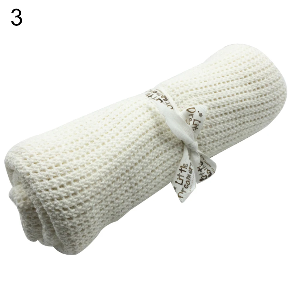 Детское мягкое теплое одеяло для новорожденных, хлопковое однотонное вязаное крючком прямоугольное одеяло s, детская прогулочная коляска