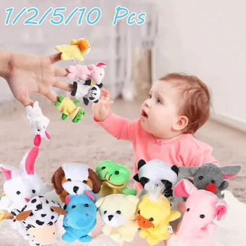 

1/2/5/10Pcs Baby Toys Animal Family Finger Puppets Wooden Cartoon Toy Family Educational Finger Toy For Baby Gift Wholesale