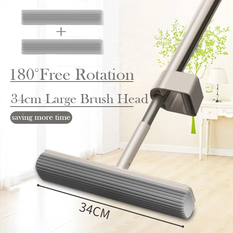 

180 Degree Rotation Floor Mop Avoid Hand Washing Large Sponge Mop Home Kitchen Wooden Tile Floor Lazy Stand Mop