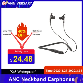 

Neck Band ANC Wireless Headphones BT 5.0 Earphones Active Noise Cancelling Necklace Sports Headset with Microphone