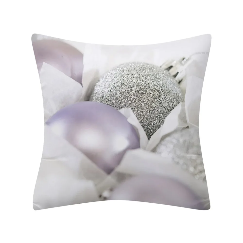  white Christmas peach skin pillowcase 45X45cm Christmas pillowcase flash polyester mulberry silk pillowcase billie elish 30S17 (16)