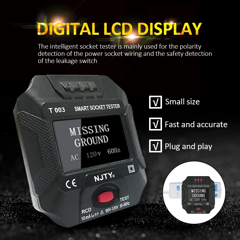 Details about   220~250V EU Plug Outlet Tester LCD Smart Socket Tester Circuit Detector G1K4 