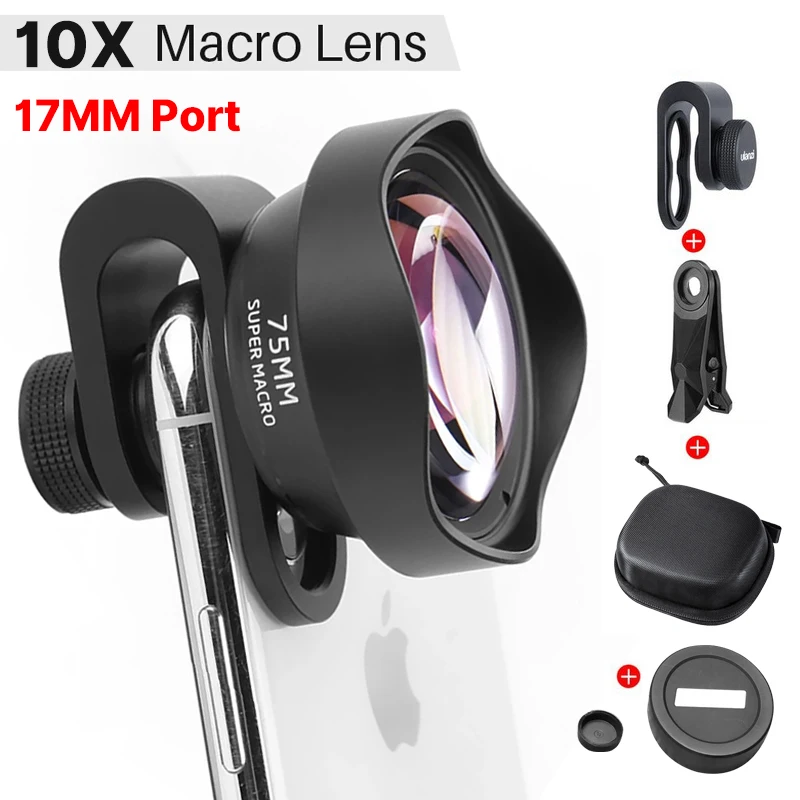 Ulanzi Objectif Macro Universel 17mm 10x, Pour Iphone X Xs 11 12 13 Mini Pro Max Samsung S8 S9