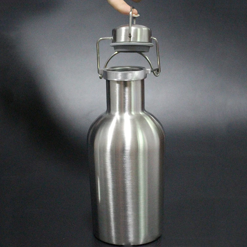 JX-LCLYL 1L/32oz New Stainless Steel Beer Growler Swing Top Beer Bottle Home Brew Tool