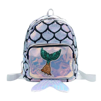 

Teenager Girls Fashion Cute Sequin Backpack Women Kids Fish Tail Laser Shining Casual Shoulder Travel School Bags Knapsack