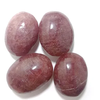 

Free Shipping High Quality Natural Stone Strawberry Quartz Crystal Polished Palm Stone For Present Or Collection ZR