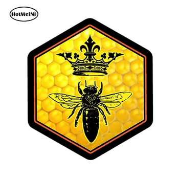 

HotMeiNi Car Styling Car Sticker Waterproof Queen Bee Decal Sticker Beekeeping Skep Beehive Honey Crown Accessories 13cm* .13cm