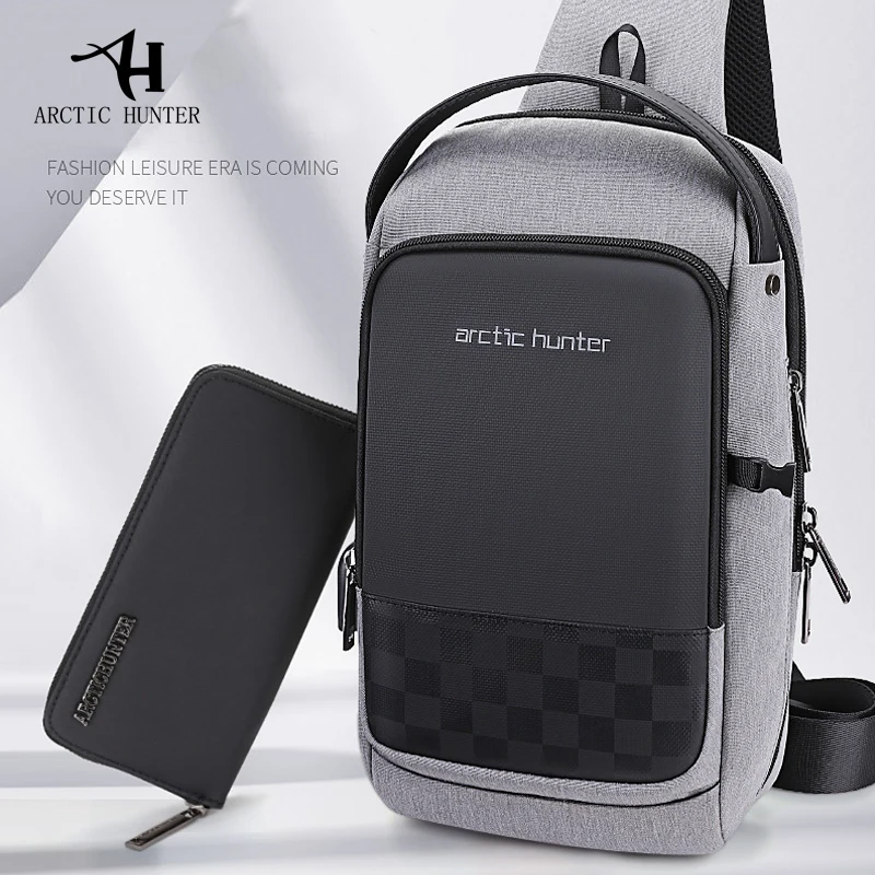 Мужская нагрудная сумка ARCTIC HUNTER водонепроницаемая слинг через плечо с usb