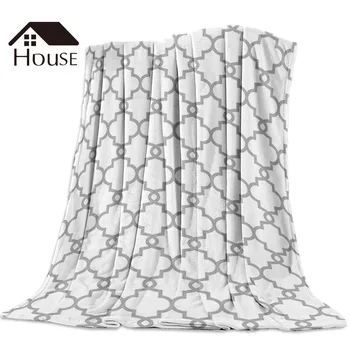 

Moroccan White And Black Pattern Printed Nap Blanket Soft Comfortable Velvet Plush Geometric Blankets Warm Sofa Bed Sheets