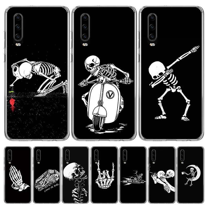 Чехол для Huawei P40 P30 P20 Mate 30 20 10 Pro P10 Lite P Smart Z + 2019 с изображением жуткого черепа и