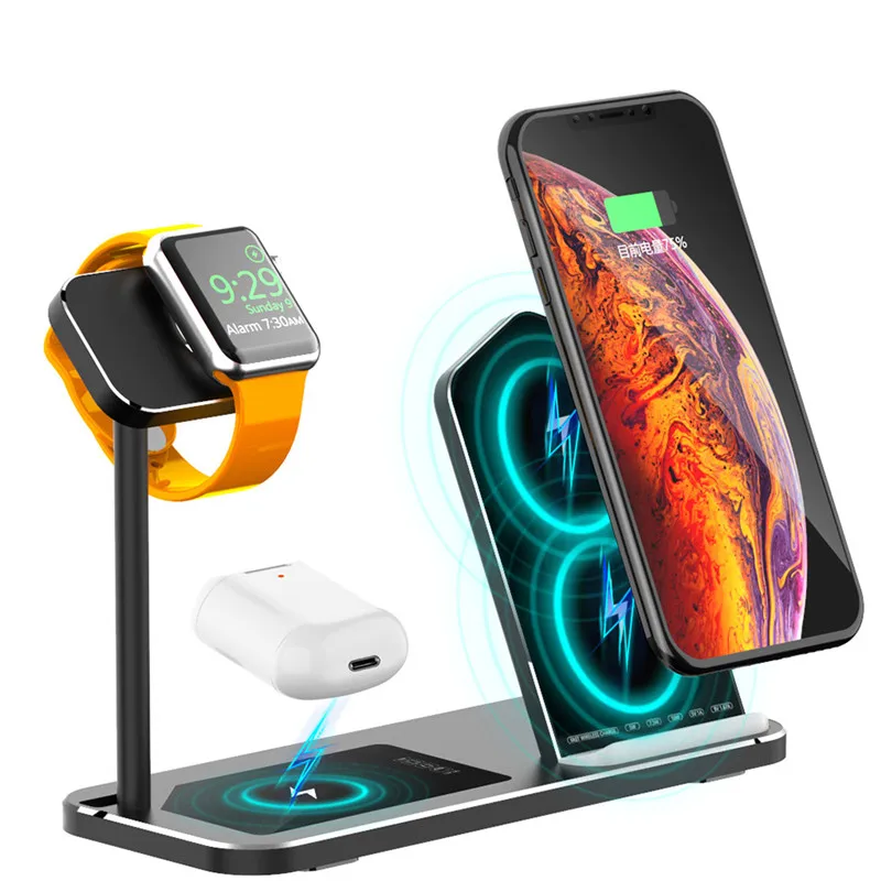 Зарядная док станция 3 в 1 для Apple Watch 5/4/3/2/1 IPhone 11 Pro Max 8 Airpods 2/3 беспроводное зарядное