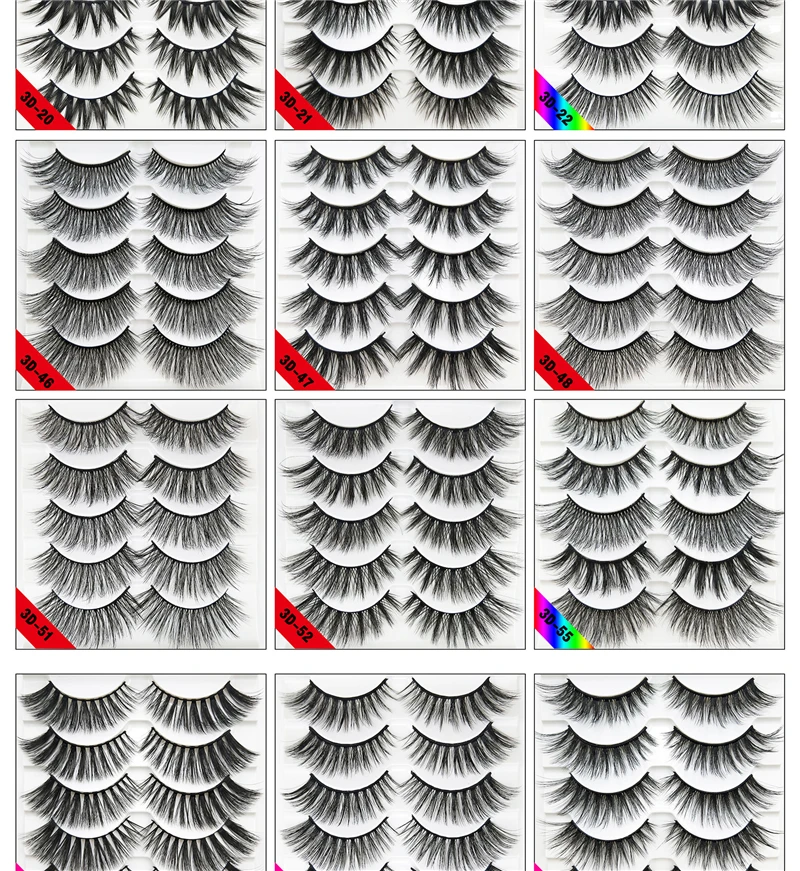 5 пар 15-20 мм натуральный микс 5 стилей 3D Искусственные ресницы набор для макияжа норковые ресницы для наращивания норковые ресницы «maquiagem»