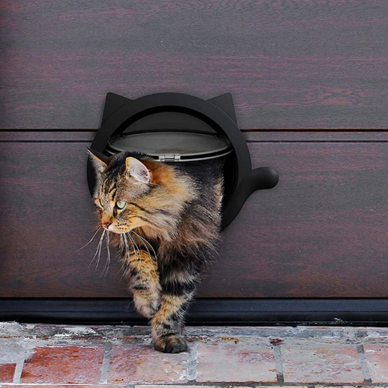 Lovely Small Round Door with 4-way Lock Plastic Window Lockable Safe Dog Gate Access Pet Supplies Pet Door cat door,pet door