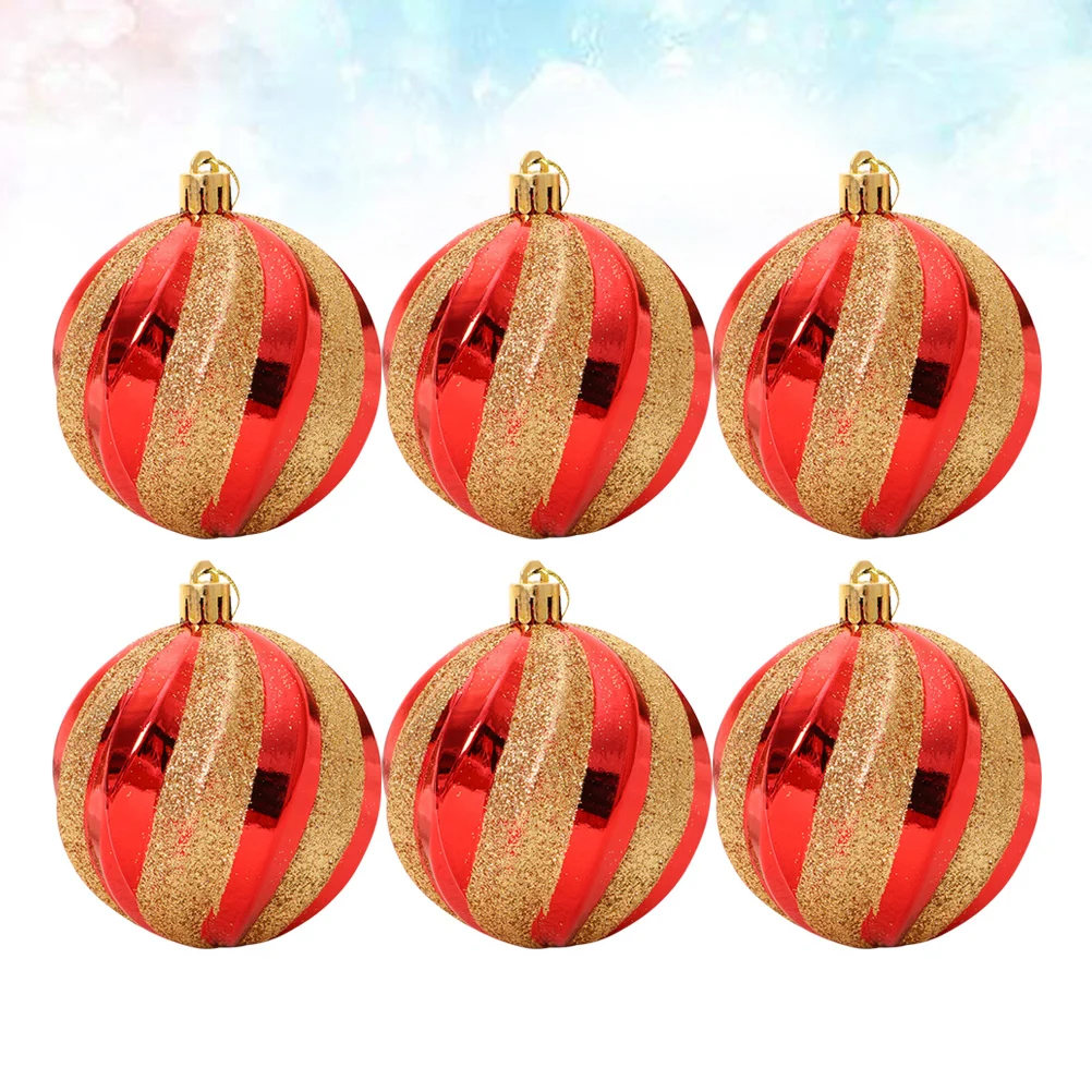 6pcs Christmas Tree Hanging Ornaments Glitter Pendant Christmas Holiday