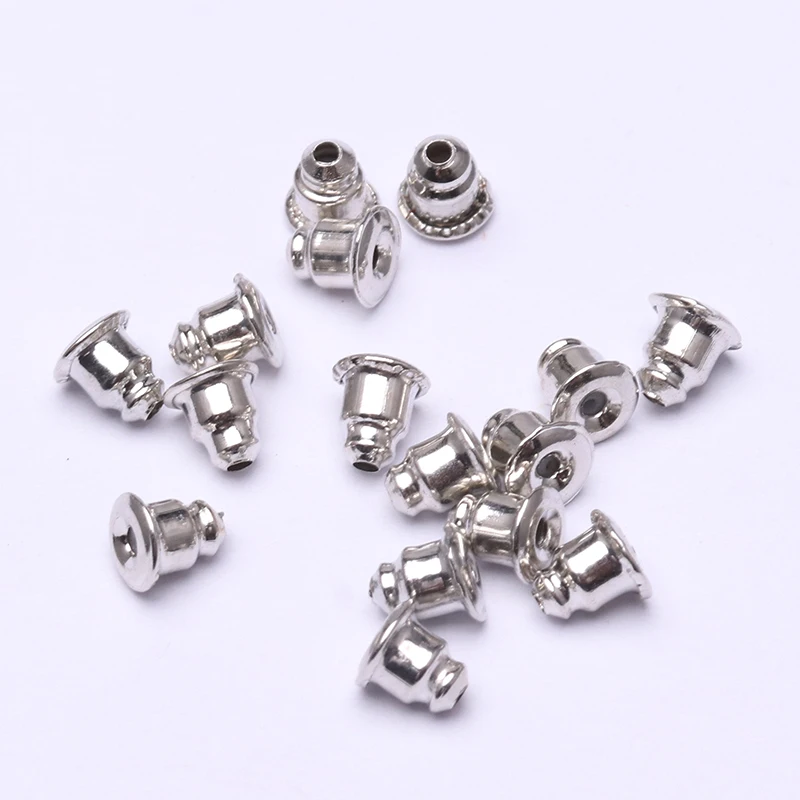 5*6mm 200pcs Earring Studs Backs Stopper Scrolls Ear Findings DIY Blocked caps Earring Backs Stoppers Ear Accessories Supplies - Цвет: rhodium