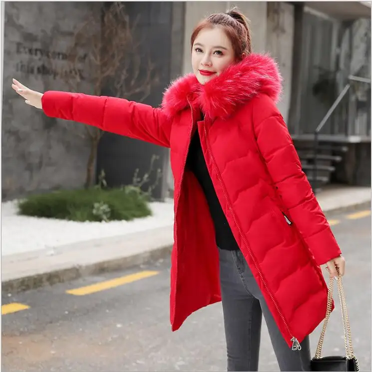 Зимняя женская куртка,, теплая, утолщенная, с капюшоном, зимнее пальто для женщин, с хлопковой подкладкой, Женская парка размера плюс, пальто, M-4XL, 346 - Цвет: Красный
