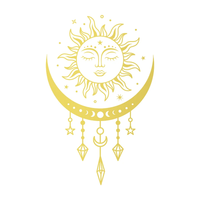 Celestial Boho Mystical Magic Wall Decals - Sun and Moon Vinyl Art Stickers