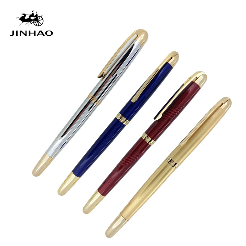 Ручка перьевая Jinhao 606 из чистого серебра и золота с зажимом 0 38 мм|fountain pen|metal ink penink