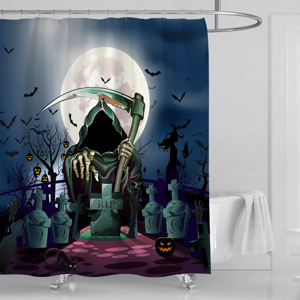 

DIDIHOU 1PC Halloween Shower Curtain For Bedroom Pedestal Rug Lid Toilet Cover Mat Bath Mat Set Bathroom Curtains