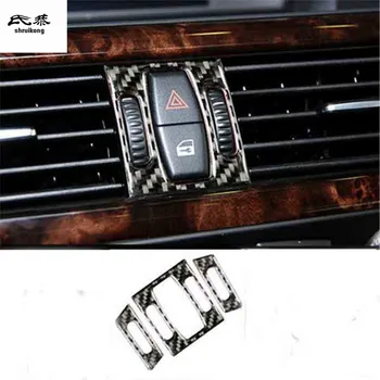

3pcs/lot Epoxy glue real carbon fiber front air conditioning outlet button decoration cover for 2005-2010 BMW E60