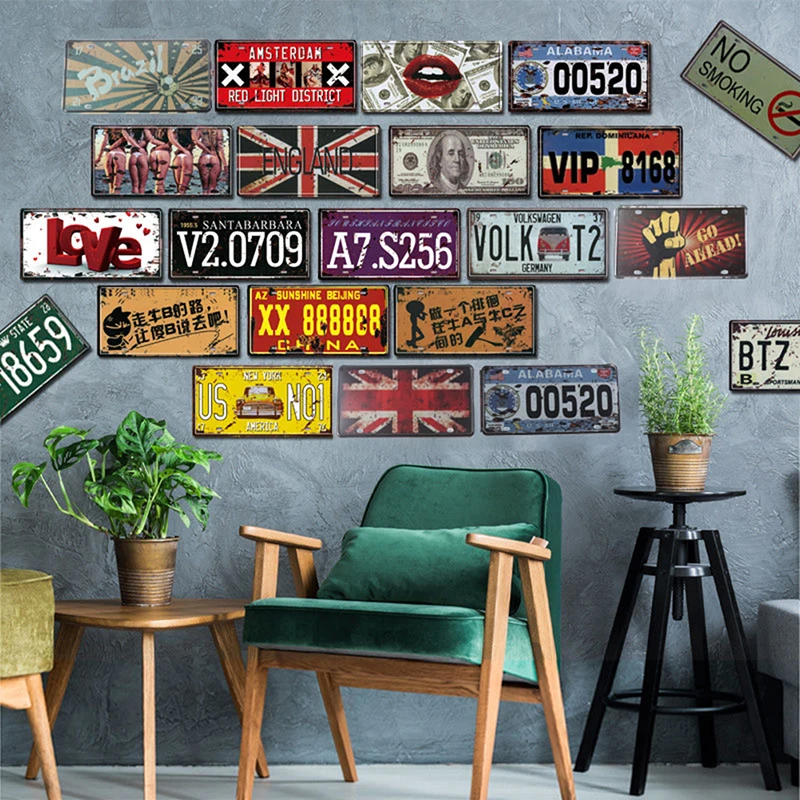 

Home Bar Decor Florida Vintage Garage Car Number License Plate Metal Tin Signs Wall Art Painting Truck Iron Craft