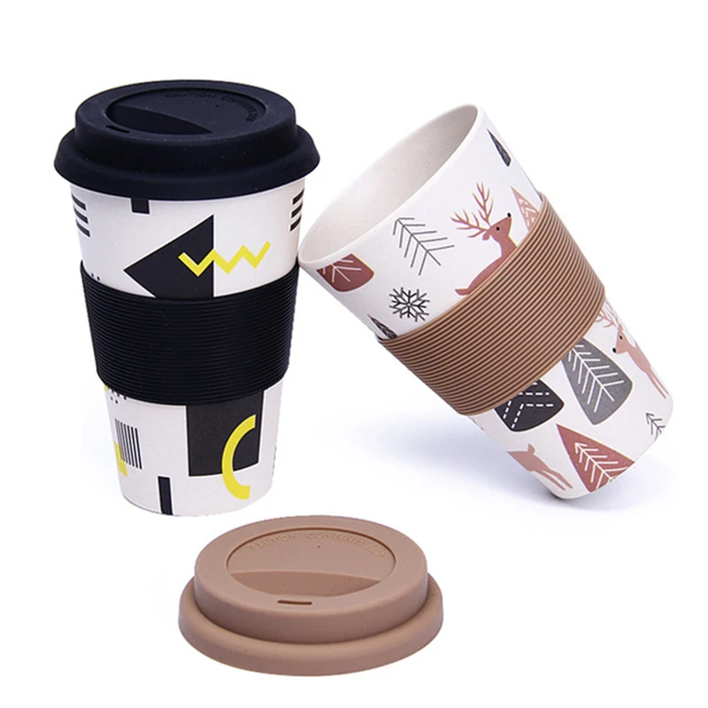 400ml Eco Coffee Mug Takeaway Reusable Cup Travel Tumbler with silicone lid