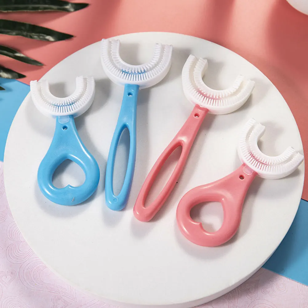 Kids Toothbrush U-Shape Infant Toothbrush with Handle Silicone Oral Care Cleaning Brush for Toddlers Ages 2-12 Drop Shipping
