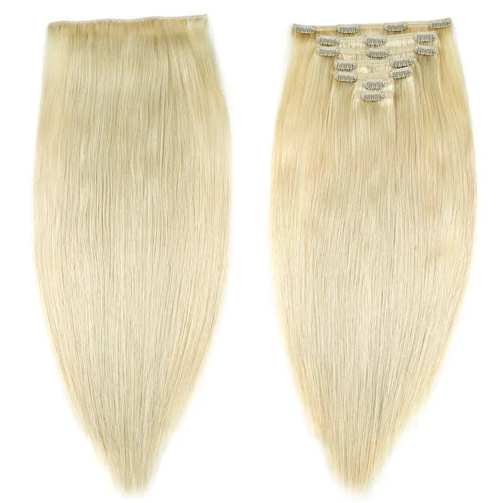 Neitsi двойной нарисованный Remy клип на человеческие волосы для наращивания 20 "24" 7 шт. 16 зажимов натуральный Прямой зажим Ins + 30 шт. крепкие зажимы