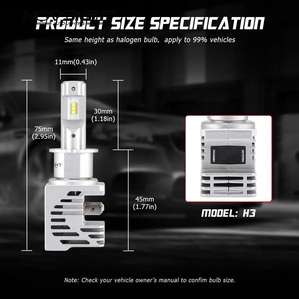 Novsight автомобиль H4 светодиодный H7 лампы для передних фар 12V H11 H8 9005 9006 H1 светодиодный лампы мини-55 W 6000K белый Автомобильная фара лампа