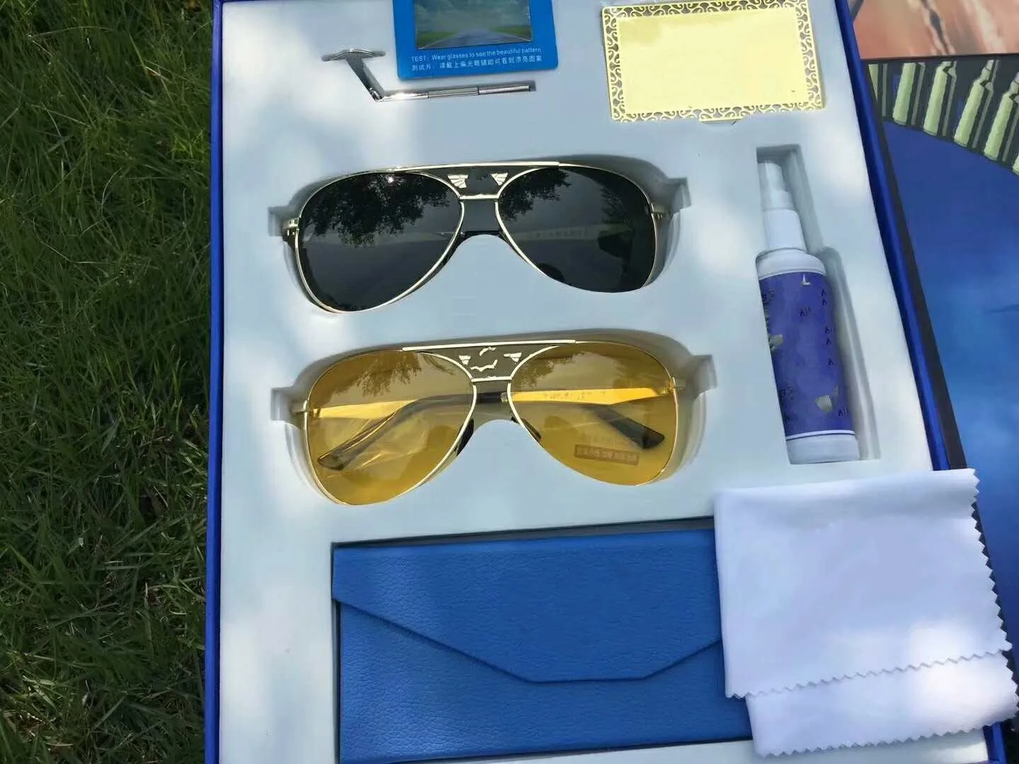 

New Style with Logo Set Aluminum Magnesium Alloy Pilots Polarized Sunglasses Night-Vision Goggles Driving Glasses Fishing Glasse