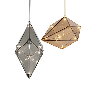 

Modern Geometric Pendant Light Elegant Suspension LED Pendant Lamp Rhombic Polyhedron Glass Designer Lamps Indoor Hanging Light
