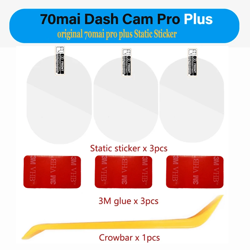 Para o original 70mai traço cam pro plus traço cam inteligente 3m filme e adesivos estáticos, para 70mai pro mais carro dvr 3m filme titular 3 peças