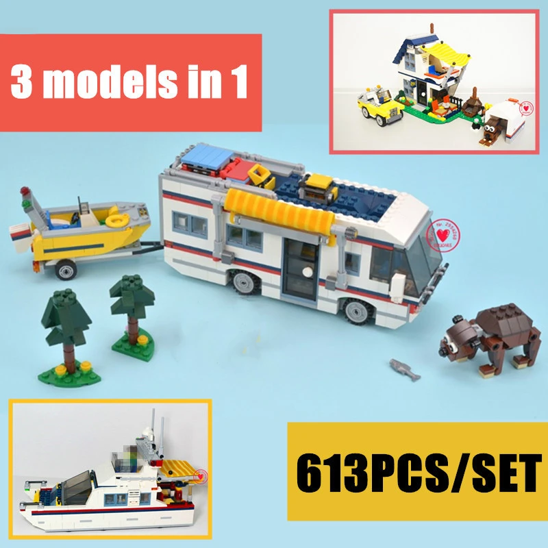 Новый 3 в 1 Городской отдых Getaways Fit Technic Boat fighers Firends Car House строительные блоки