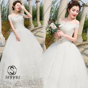 

Skyyue Formal Wedding Dress FR675 Embroidery Lace Wedding Dresses Off The Shoulder Vestidos De Novia Plus Size Bridal Dress 2020
