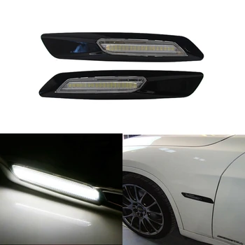 

2Pcs White LED Side Marker Turn Signal Light For-BMW 1 3 5 Series E81 E82 E87 E88 E90 E91 E92 E93 E60 E61, Black