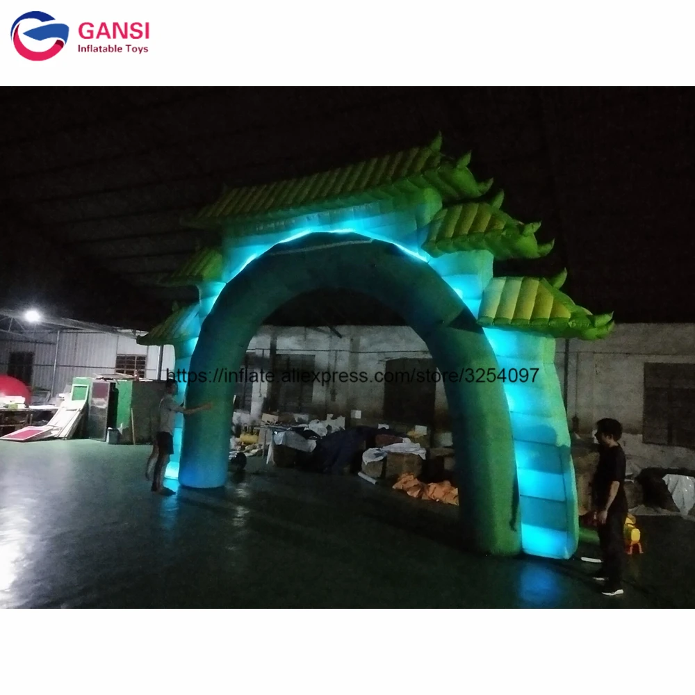 Free shipping lighting inflatable blow up gate arch door customize inflatable arch with led