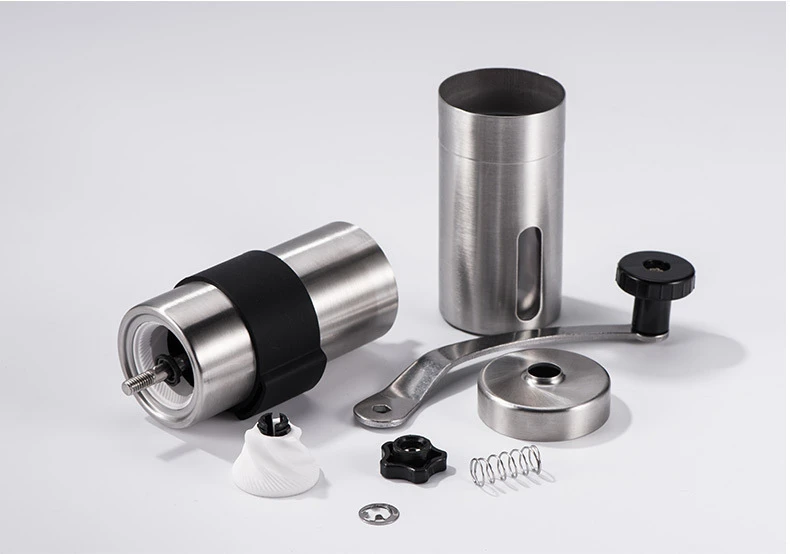 Mini Manual Ceramic Coffee Grinder Stainless Steel Adjustable Coffee Mill With Storage Rubber Loop Easy Cleaning