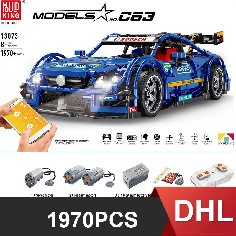 

DHL 13073 technology RC Racing AMG C63 DTM compatible with moc-6687 building block application control and led boy toy gifts