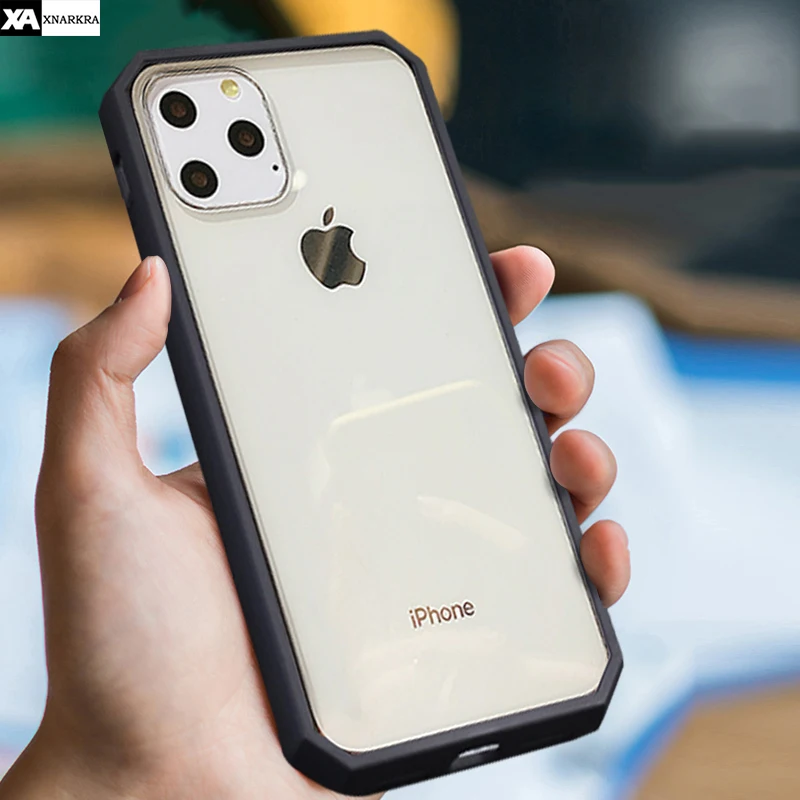 

Transparent Shockproof Acrylic PC + Soft Edge TPU Case For iPhone 11 Pro XS MAX XR X Simple Cover For iPhone 7 8 6 6S Plus Capa