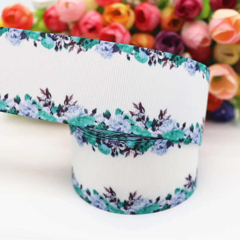 10 Yards 1.5'' 38MM Flower Printed Grosgrain Ribbons For Hair Bows DIY Handmade Materials Y19082003 - Цвет: 6