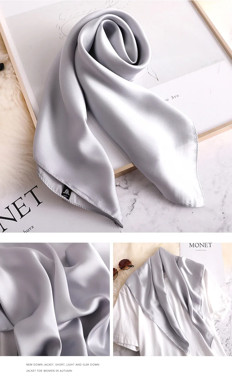 summer luxury brand silk scarf square women shawls and wraps fashion solider office small hair neck hijabs foulard